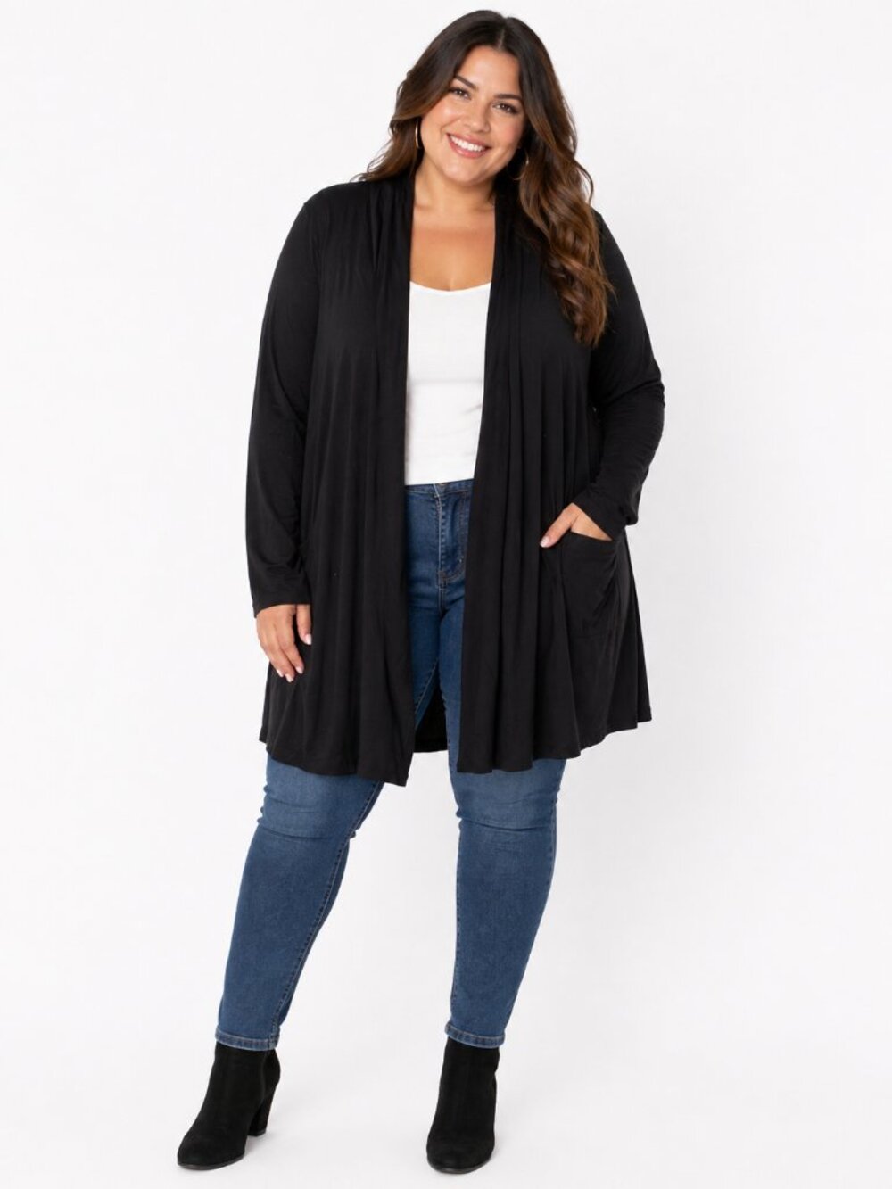 Torrid Supersoft Open Front Draped Cardigan Black Size 3